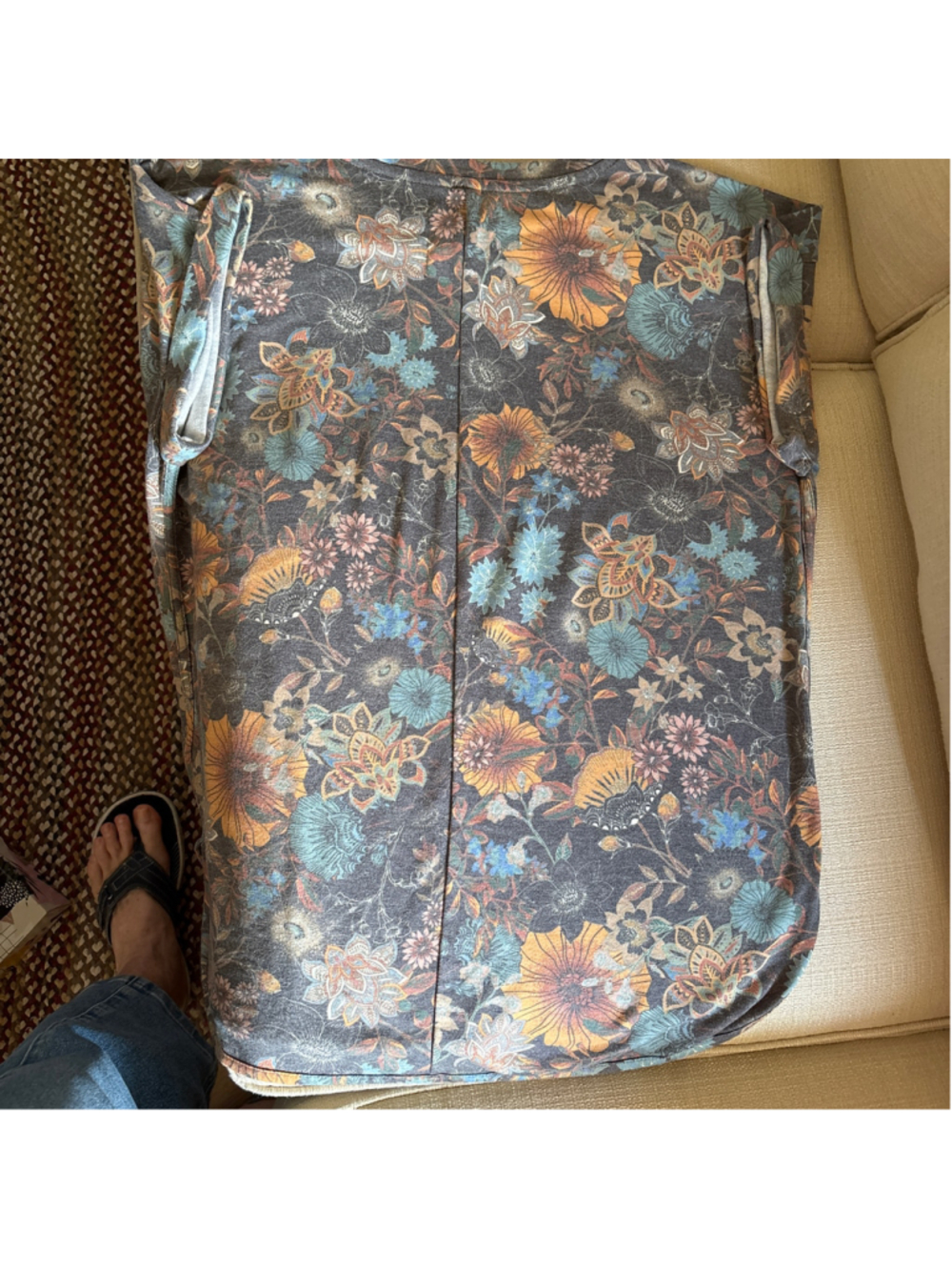 Women's Denim & Supply Ralph Lauren Floral Blouse, Size L, Blue/Pink - Picture 7 of 8